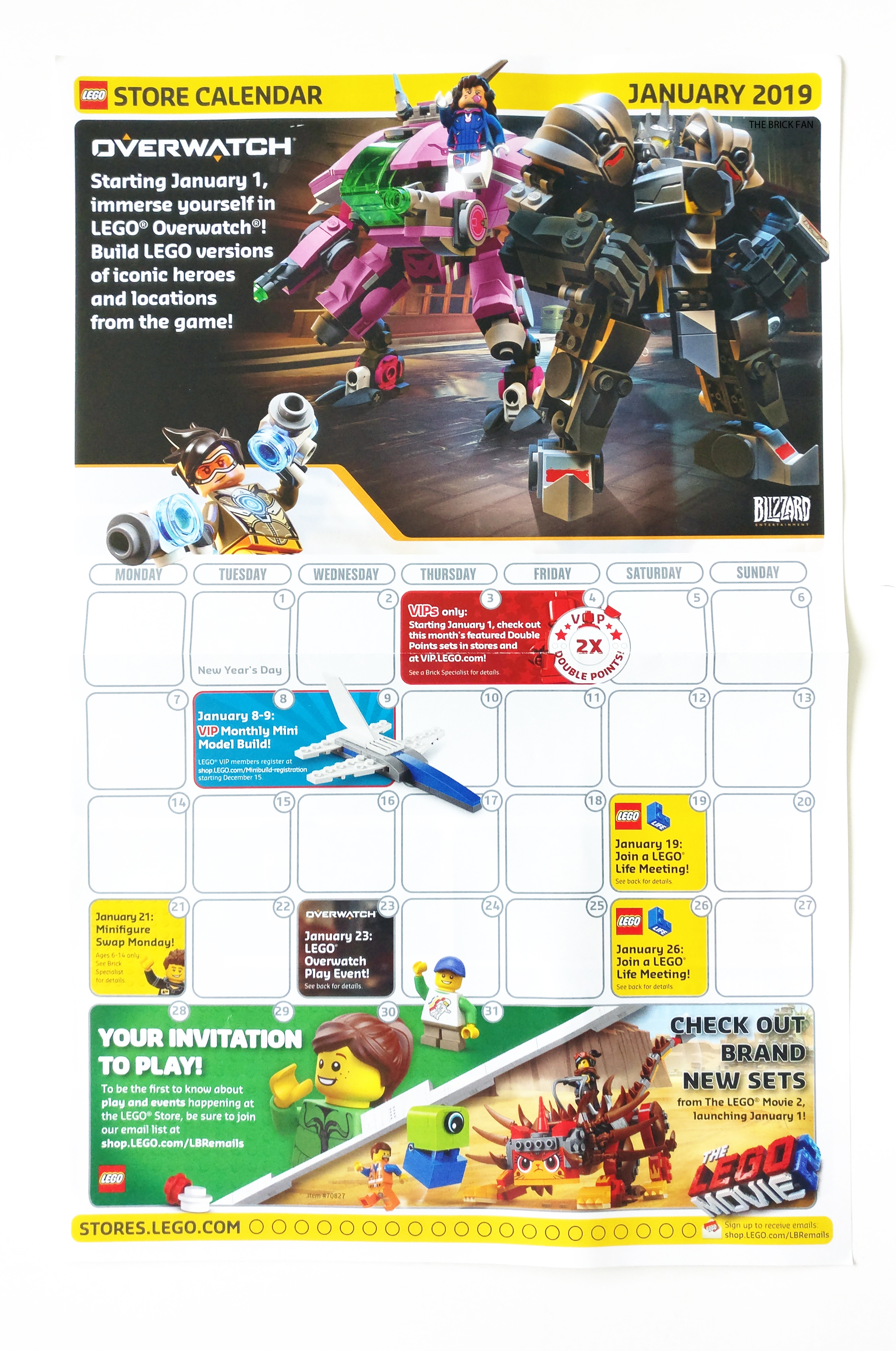 LEGO January 2019 Store Calendar 