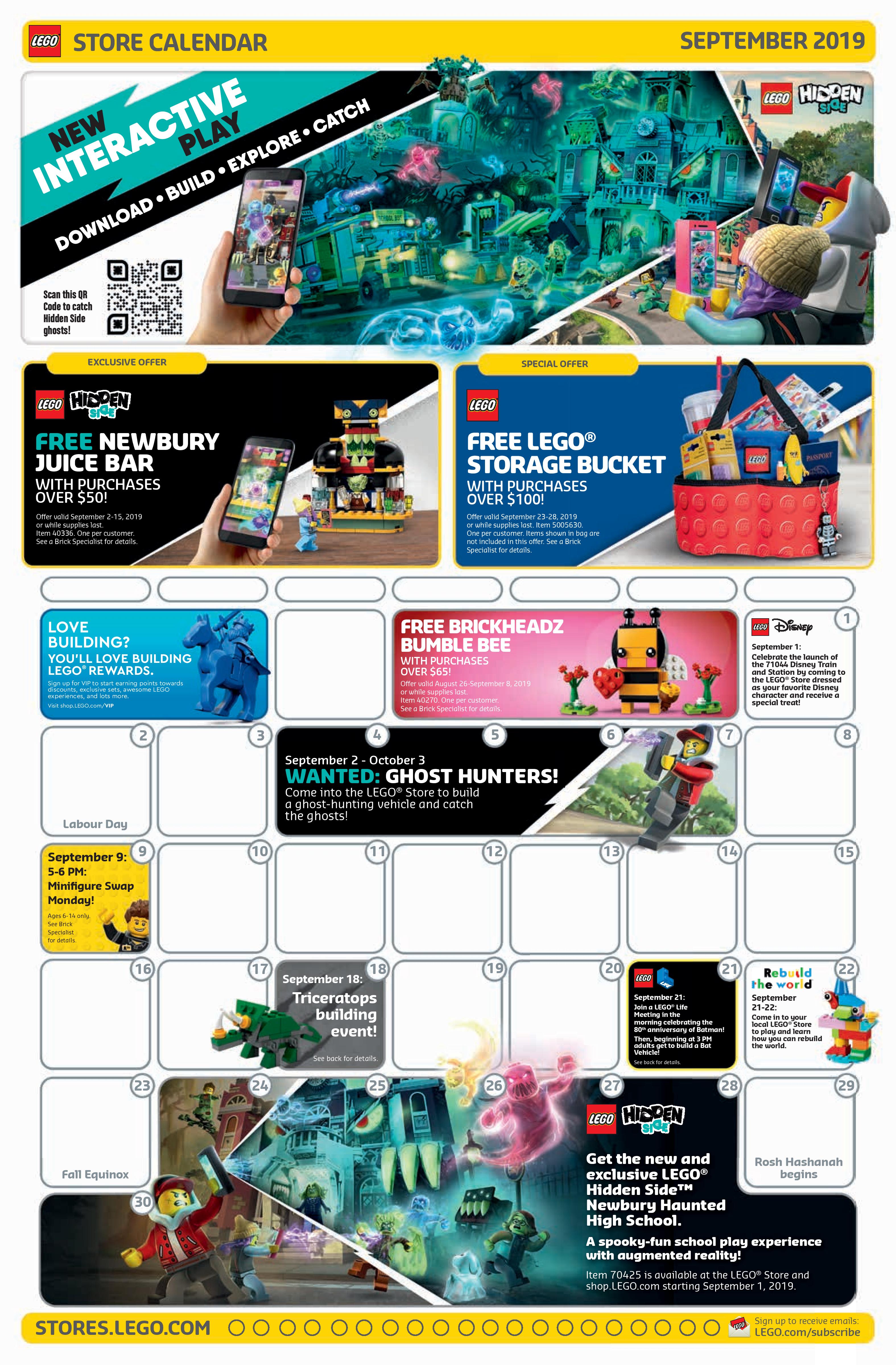 LEGO September 2019 Store Calendar 