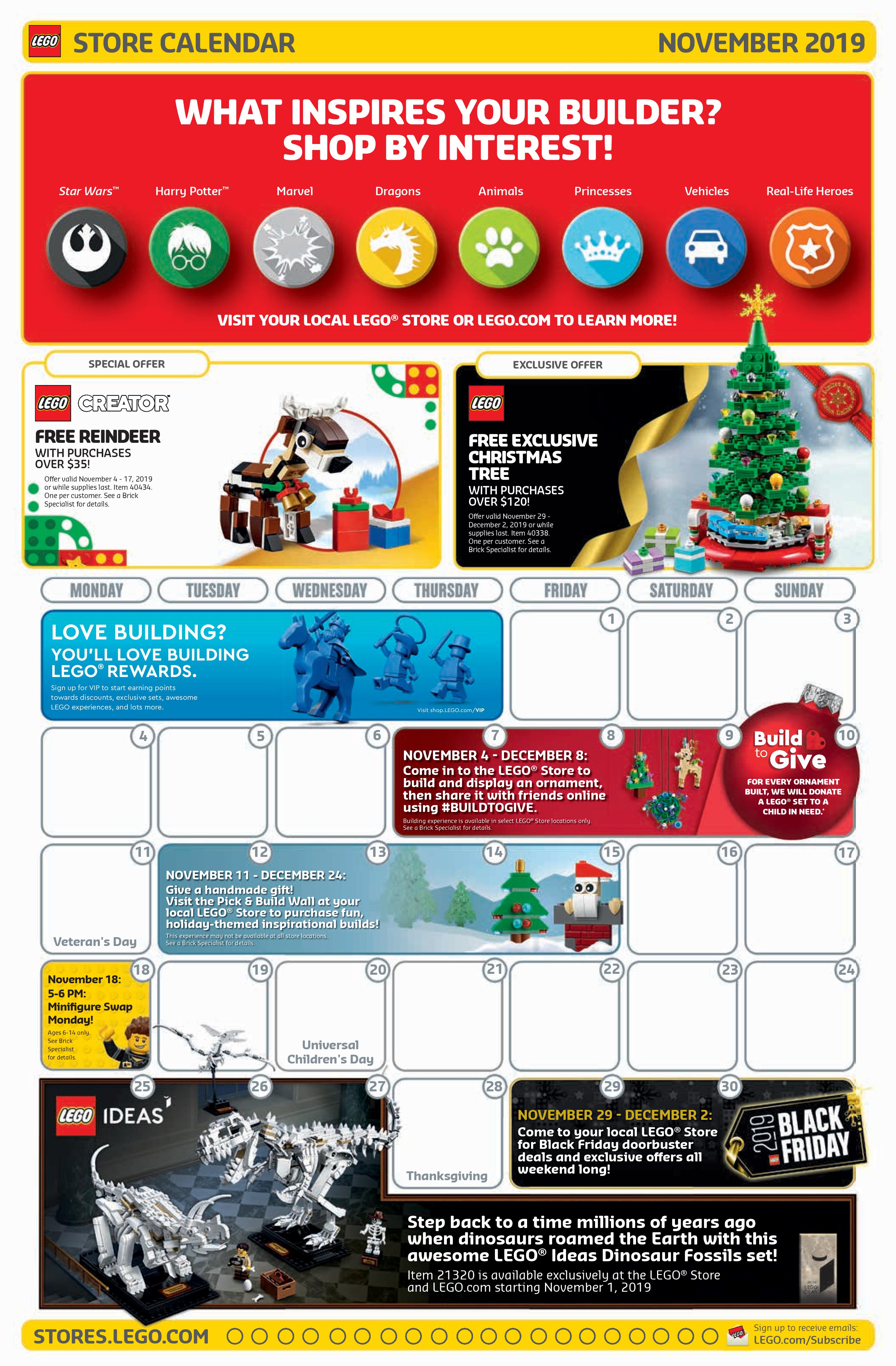Lego November 2022 Calendar Lego November 2019 Store Calendar Promotions & Events - The Brick Fan