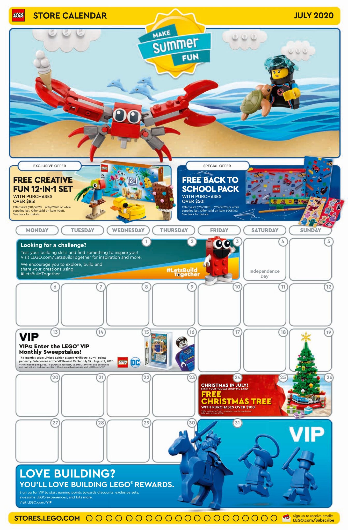 LEGO July 2020 Store Calendar Promotions & Events - The Brick Fan