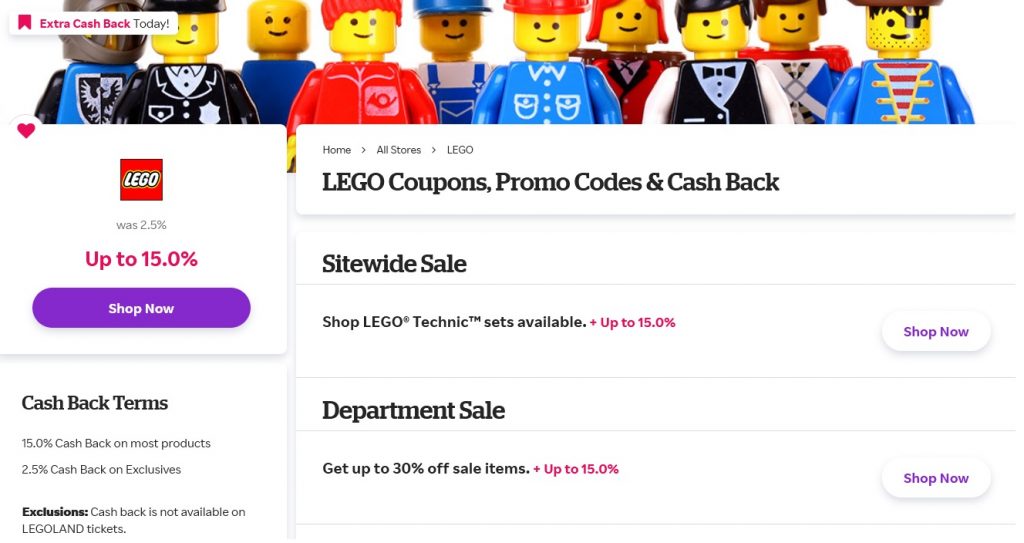 Rakuten Offering Up to 15% Cash Back on LEGO Purchases - The Brick Fan