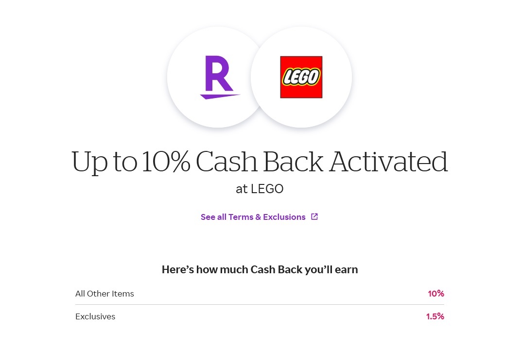 Rakuten Offering 10% Back on LEGO Shop Purchases