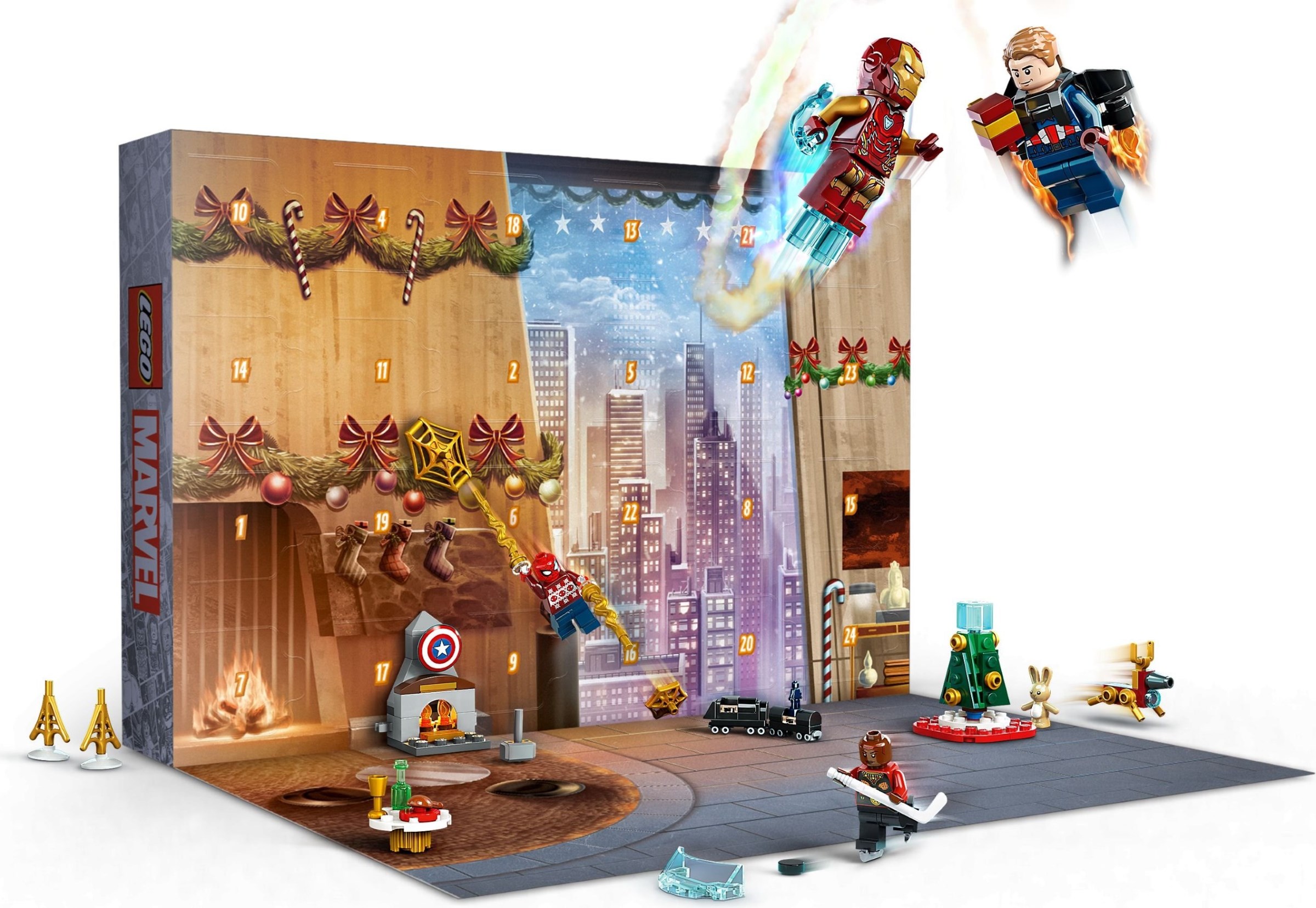 LEGO Marvel Avengers 2023 Advent Calendar 76267 Holiday Countdown Playset with Daily Collectible Surprises and 7 Super Hero Minifigures such as Doctor Strange, Captain America, Spider-Man and Iron Man